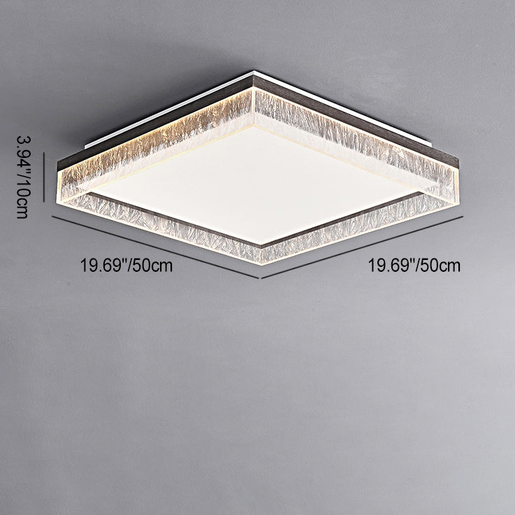 Modern Luxury Round Square Textured Aluminum Acrylic LED Flush Mount Ceiling Light For Bedroom