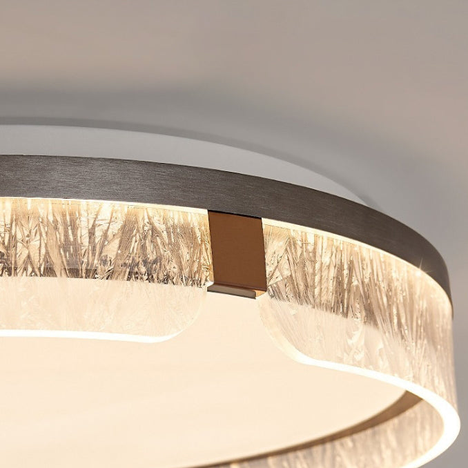 Modern Luxury Round Square Textured Aluminum Acrylic LED Flush Mount Ceiling Light For Bedroom