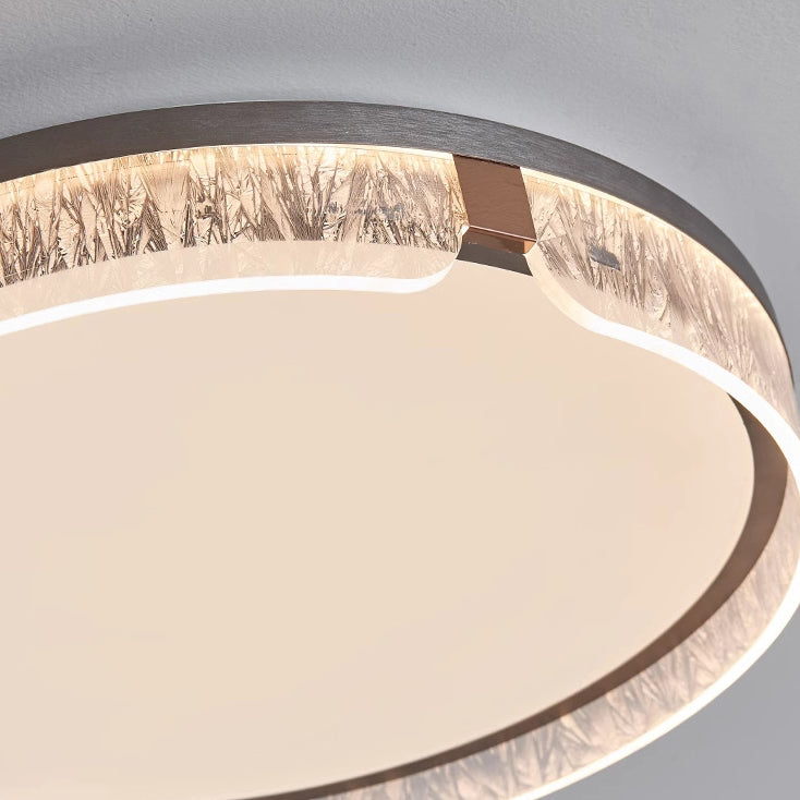 Modern Luxury Round Square Textured Aluminum Acrylic LED Flush Mount Ceiling Light For Bedroom