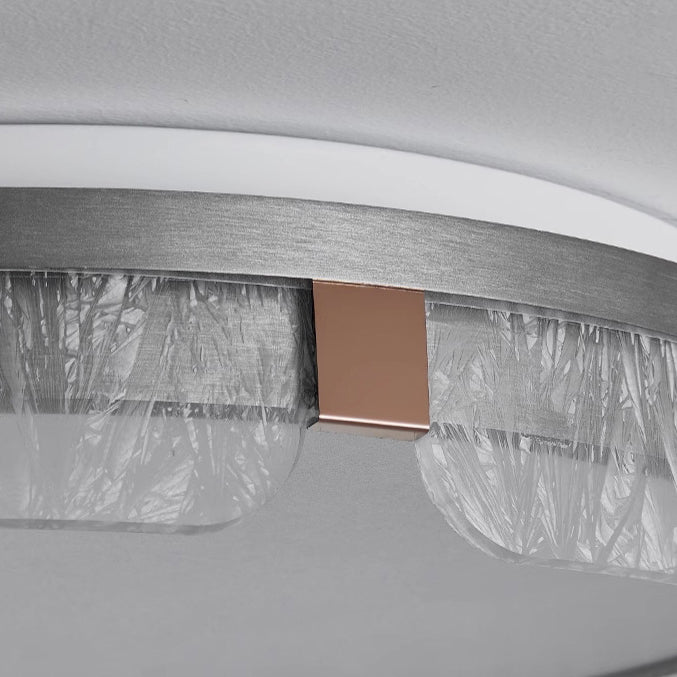 Modern Luxury Round Square Textured Aluminum Acrylic LED Flush Mount Ceiling Light For Bedroom
