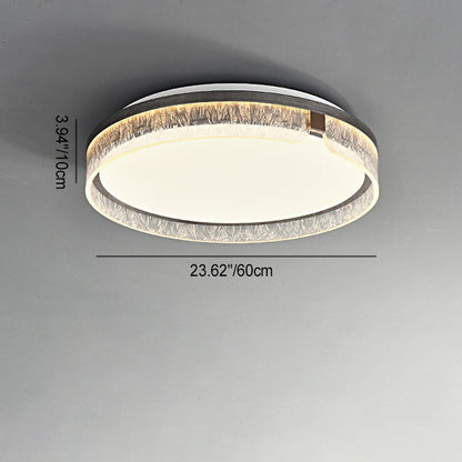 Modern Luxury Round Square Textured Aluminum Acrylic LED Flush Mount Ceiling Light For Bedroom