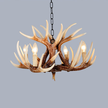 Traditional Vintage Antler Branch Sconce Resin PVC 4/6 Light Chandelier For Living Room