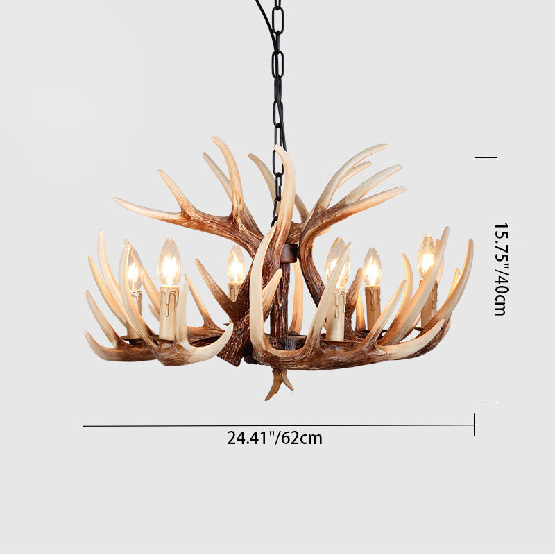 Traditional Vintage Antler Branch Sconce Resin PVC 4/6 Light Chandelier For Living Room