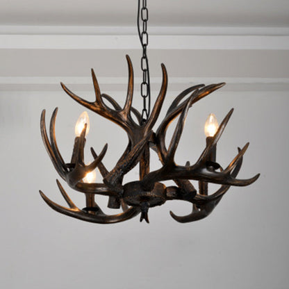 Traditional Vintage Antler Branch Sconce Resin PVC 4/6 Light Chandelier For Living Room