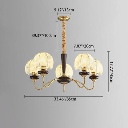 伝統的なヴィンテージの枝、カーブした半円プリントの金属製木製ファブリック3/5灯シャンデリア、リビングルーム用