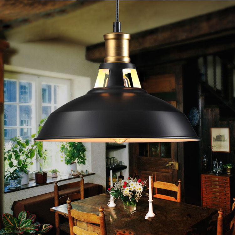 Contemporary Industrial Disc Flared Hollow Cylinder Iron 1-Light Pendant Light For Living Room