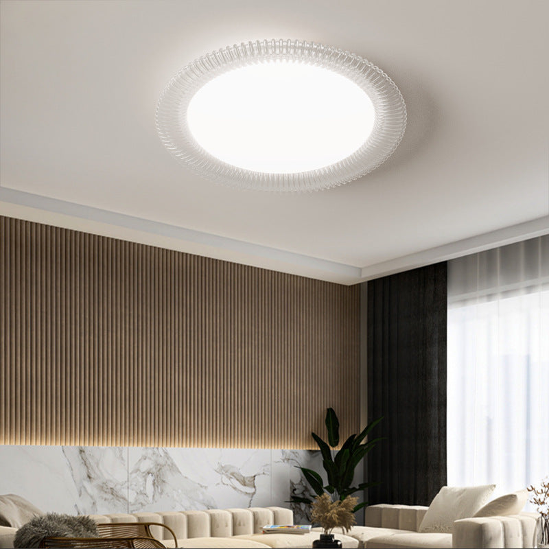 Modern Minimalist Round Circle Vertical Iron Acrylic LED Flush Mount Ceiling Light For Living Room