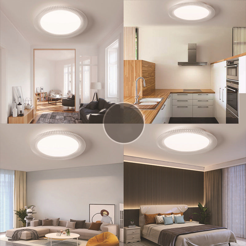 Modern Minimalist Round Circle Vertical Iron Acrylic LED Flush Mount Ceiling Light For Living Room