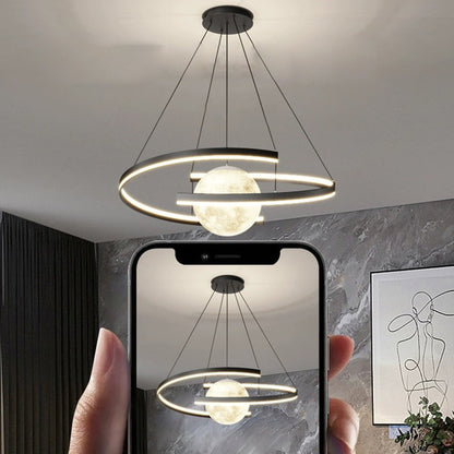 ثريا LED معاصرة بتصميم قوس نصف دائري من الألومنيوم والسيليكون لغرفة المعيشة