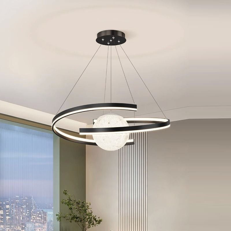 ثريا LED معاصرة بتصميم قوس نصف دائري من الألومنيوم والسيليكون لغرفة المعيشة