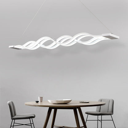 Contemporary Creative Wave Long Iron Aluminum Acrylic LED Pendant Light Island Light For Dining Room