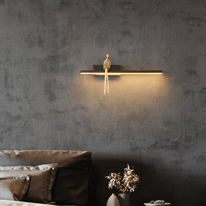 Contemporary Scandinavian Long Rectangular Sitting Copper Acrylic LED Wall Sconce Lamp For Bedroom