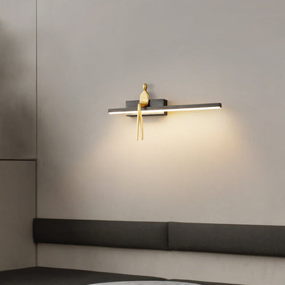 Contemporary Scandinavian Long Rectangular Sitting Copper Acrylic LED Wall Sconce Lamp For Bedroom