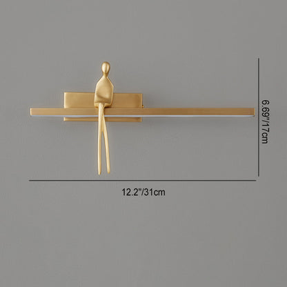 Contemporary Scandinavian Long Rectangular Sitting Copper Acrylic LED Wall Sconce Lamp For Bedroom