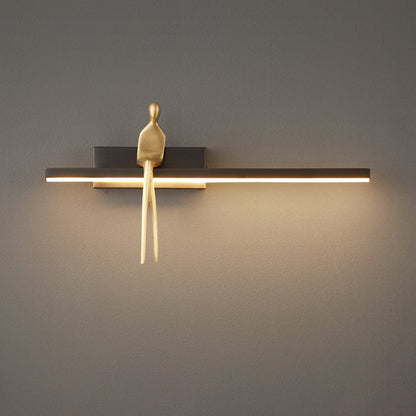 Contemporary Scandinavian Long Rectangular Sitting Copper Acrylic LED Wall Sconce Lamp For Bedroom