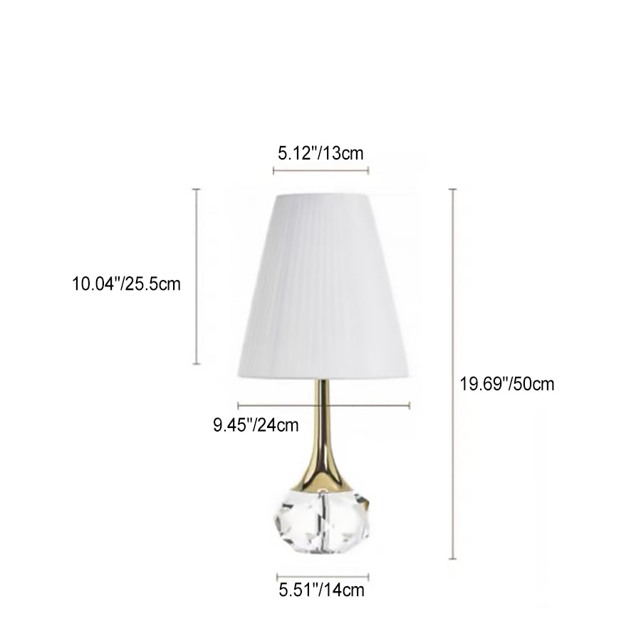Modern Luxury Bottle Round Table Pleated Hardware Crystal Fabric 1-Light Table Lamp For Bedroom