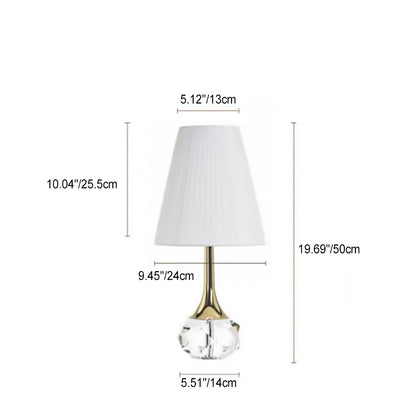 Modern Luxury Bottle Round Table Pleated Hardware Crystal Fabric 1-Light Table Lamp For Bedroom