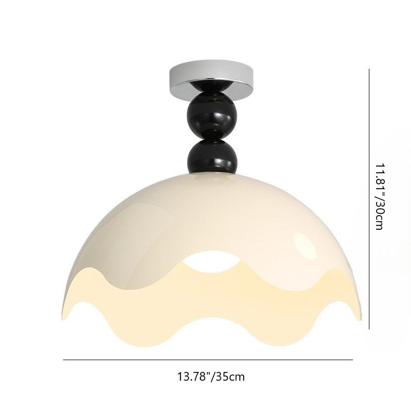 Traditional Vintage Eggshell Orb Disc Base Iron Acrylic 1-Light Semi-Flush Mount Ceiling Light For Living Room