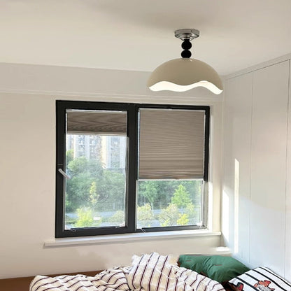 Traditional Vintage Eggshell Orb Disc Base Iron Acrylic 1-Light Semi-Flush Mount Ceiling Light For Living Room