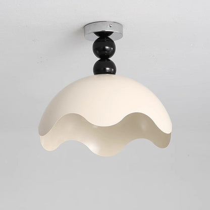 Traditional Vintage Eggshell Orb Disc Base Iron Acrylic 1-Light Semi-Flush Mount Ceiling Light For Living Room