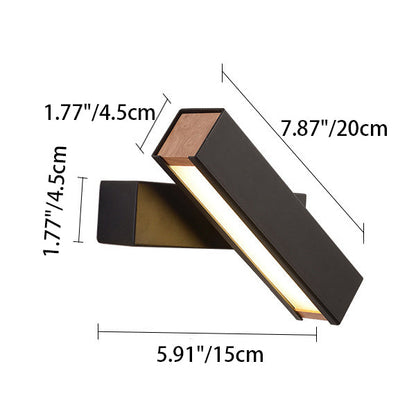 Contemporary Scandinavian Rectangle Swivel Hardware Wood Acrylic LED Wall Sconce Lamp For Bedroom
