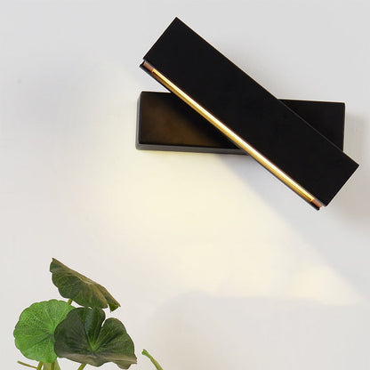 Contemporary Scandinavian Rectangle Swivel Hardware Wood Acrylic LED Wall Sconce Lamp For Bedroom