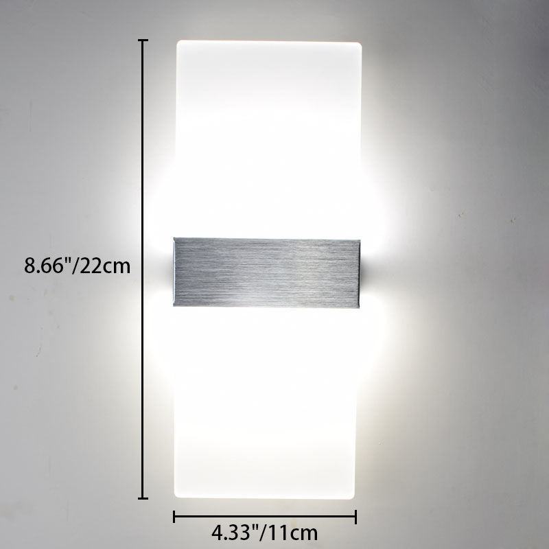 Modern Minimalist Rectangle Aluminum Acrylic LED Wall Sconce Lamp For Bedroom