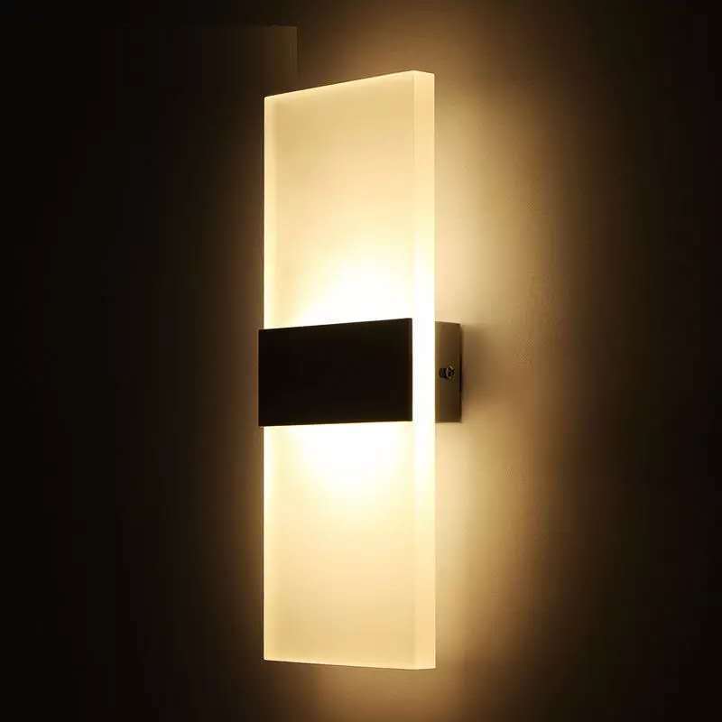 Modern Minimalist Rectangle Aluminum Acrylic LED Wall Sconce Lamp For Bedroom