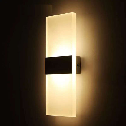 Modern Minimalist Rectangle Aluminum Acrylic LED Wall Sconce Lamp For Bedroom