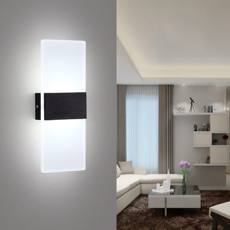 Modern Minimalist Rectangle Aluminum Acrylic LED Wall Sconce Lamp For Bedroom