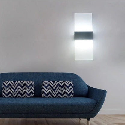 Modern Minimalist Rectangle Aluminum Acrylic LED Wall Sconce Lamp For Bedroom