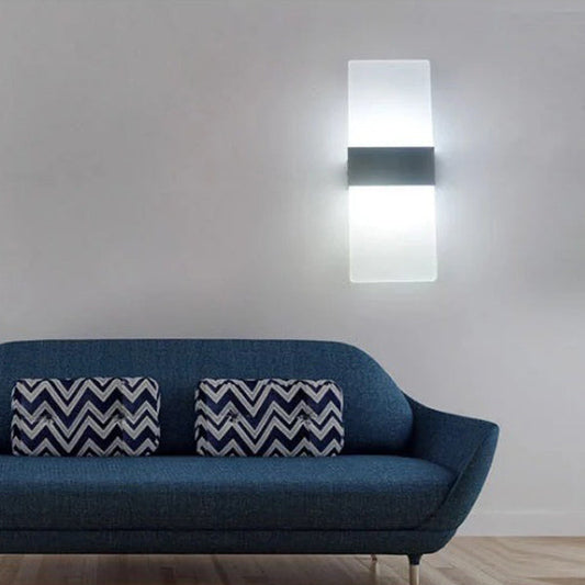 Modern Minimalist Rectangle Aluminum Acrylic LED Wall Sconce Lamp For Bedroom
