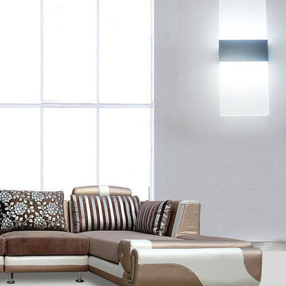 Modern Minimalist Rectangle Aluminum Acrylic LED Wall Sconce Lamp For Bedroom