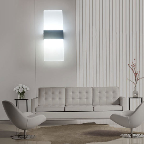 Modern Minimalist Rectangle Aluminum Acrylic LED Wall Sconce Lamp For Bedroom