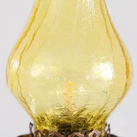 Traditional Vintage Bottle Cone Half Round Textured Iron Glass 1-Light Table Lamp For Bedroom