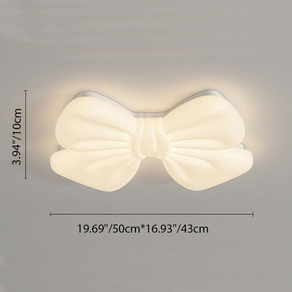 Modern Minimalist Kids Bow Tie Iron Plastic LED Flush Mount Ceiling Light For Bedroom