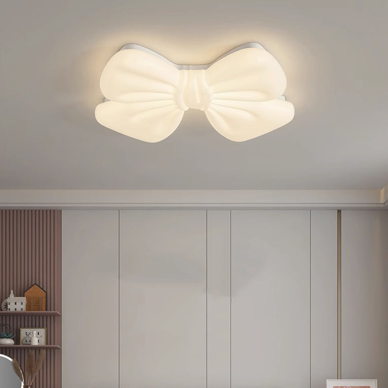 Modern Minimalist Kids Bow Tie Iron Plastic LED Flush Mount Ceiling Light For Bedroom