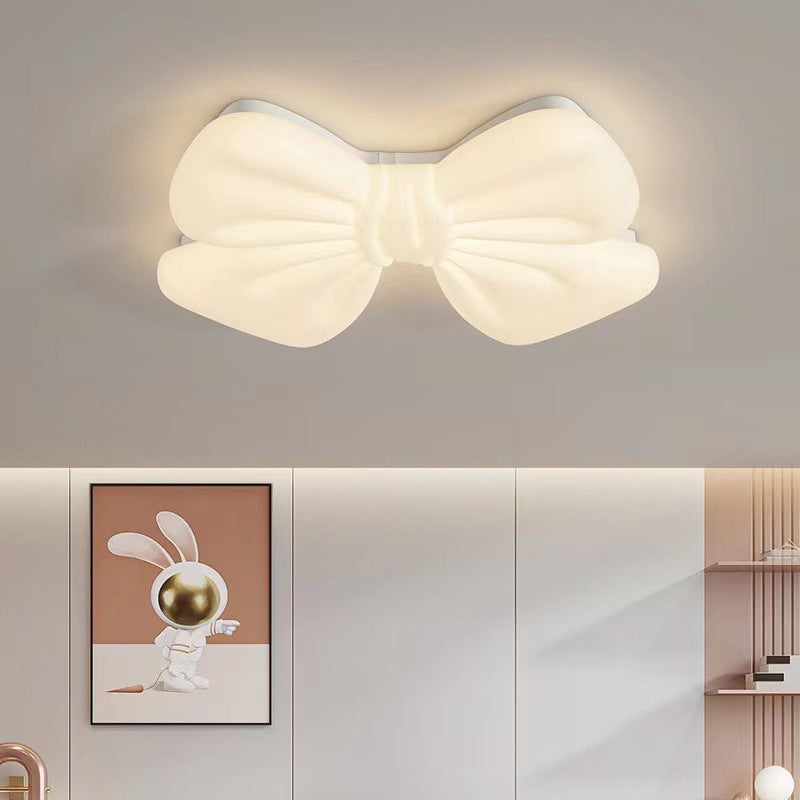 Modern Minimalist Kids Bow Tie Iron Plastic LED Flush Mount Ceiling Light For Bedroom