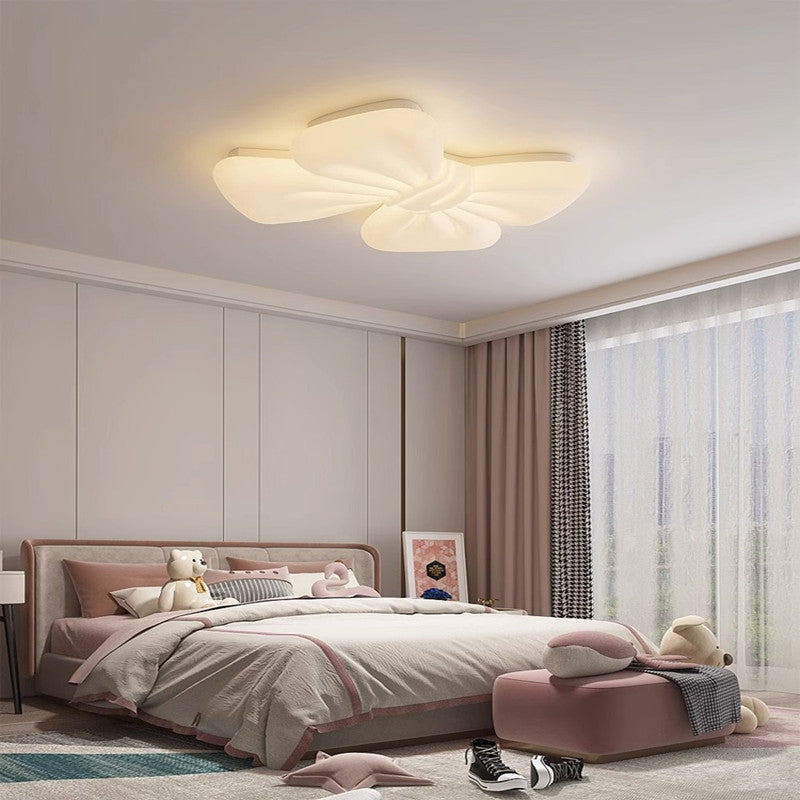 Modern Minimalist Kids Bow Tie Iron Plastic LED Flush Mount Ceiling Light For Bedroom
