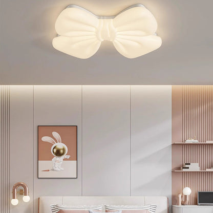 Modern Minimalist Kids Bow Tie Iron Plastic LED Flush Mount Ceiling Light For Bedroom