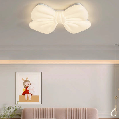 Modern Minimalist Kids Bow Tie Iron Plastic LED Flush Mount Ceiling Light For Bedroom