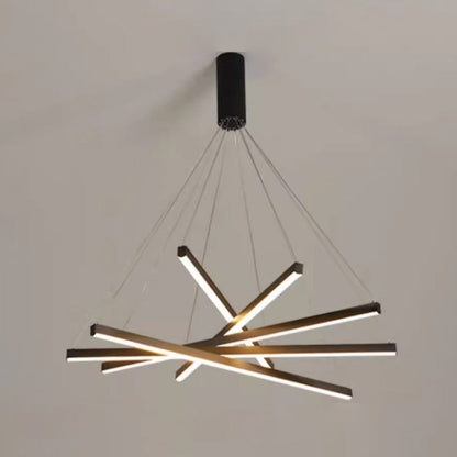 Contemporary Scandinavian Rectangular Long Combination Cylinder Base Aluminum Acrylic LED Chandelier Island Light For Living Room