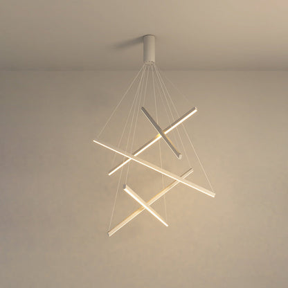 Contemporary Scandinavian Rectangular Long Combination Cylinder Base Aluminum Acrylic LED Chandelier Island Light For Living Room
