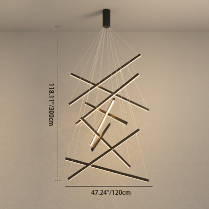 Contemporary Scandinavian Rectangular Long Combination Cylinder Base Aluminum Acrylic LED Chandelier Island Light For Living Room