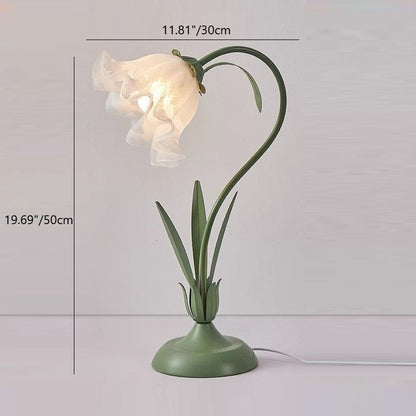Contemporary Scandinavian Floral Disc Base Iron Acrylic 1-Light Table Lamp For Bedroom