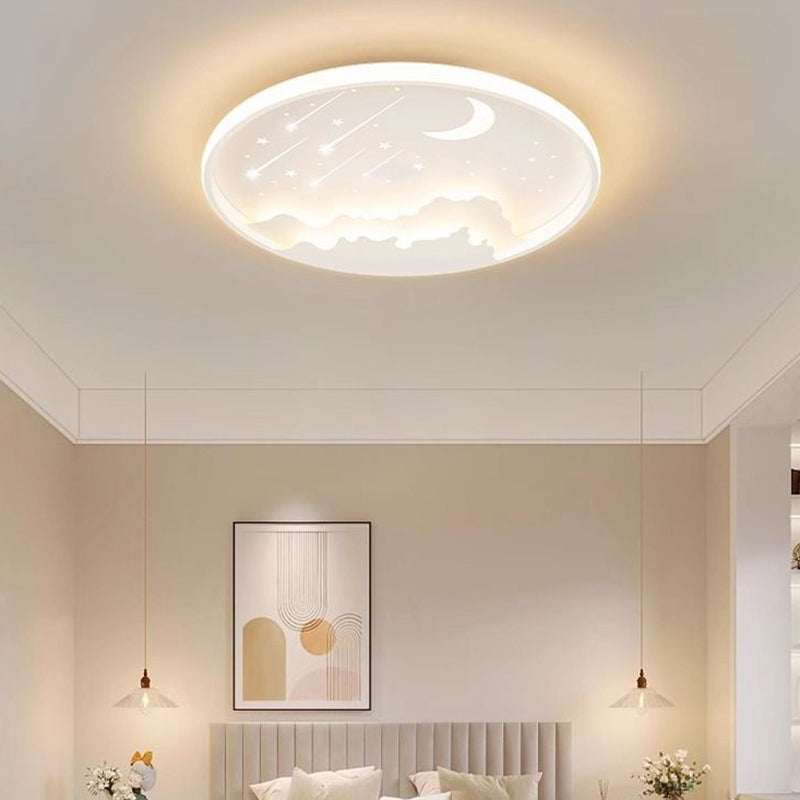 مصباح سقف LED دائري للأطفال بتصميم قمر نيزكي نجمي عصري بسيط مصنوع من الحديد والأكريليك لغرفة النوم