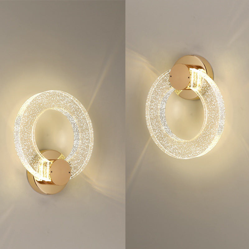 Modern Luxury Circle Bubble Disc Base Iron Aluminum Crystal LED Wall Sconce Lamp For Bedroom