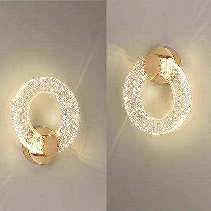 Modern Luxury Circle Bubble Disc Base Iron Aluminum Crystal LED Wall Sconce Lamp For Bedroom