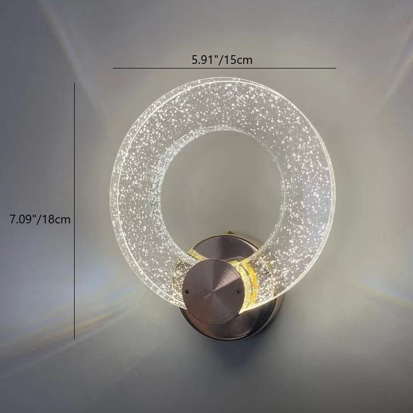 Modern Luxury Circle Bubble Disc Base Iron Aluminum Crystal LED Wall Sconce Lamp For Bedroom