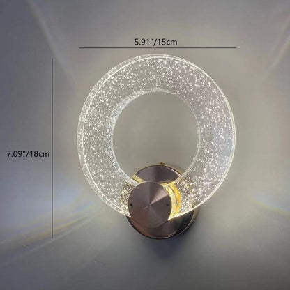 Modern Luxury Circle Bubble Disc Base Iron Aluminum Crystal LED Wall Sconce Lamp For Bedroom